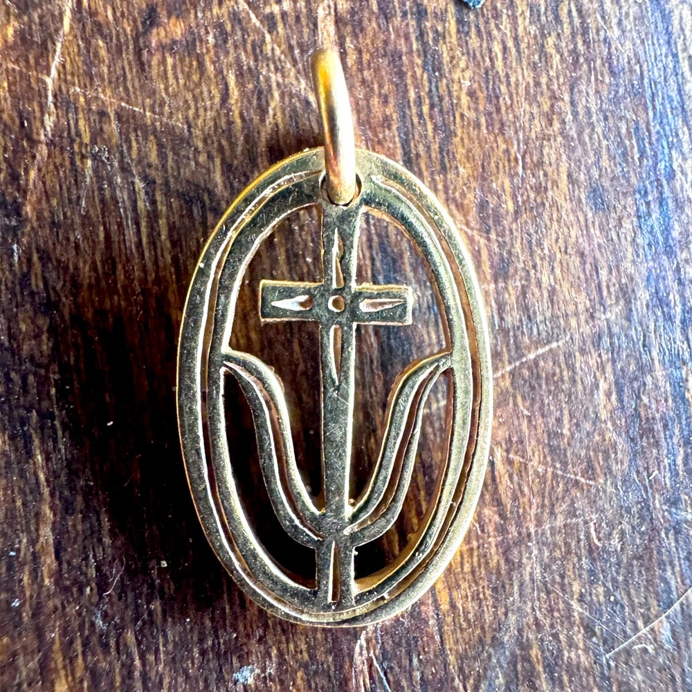 Used James Avery 14kt gold cross flower charm